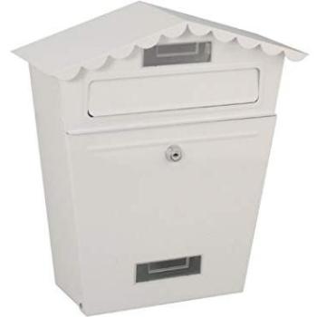 Buzón Exterior Blanco Acero Para exteriores. Color blanco Medidas: 35,5 cm de alto, 33 cm de ancho parte superior, 21,5 cm de ancho parte inferior y 13 cm de profundidad