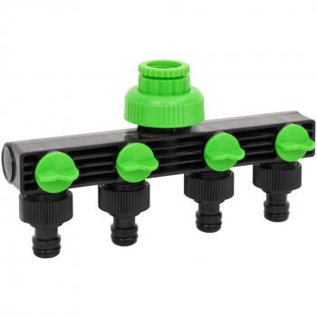 Adaptador para grifo de 4 vías ABS y PP verde negro 19,5x6x11cm