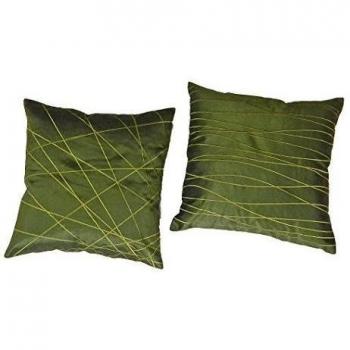 Juego de 2 fundas Fashion 60 x 60 cm, color verde con zip. de tejido shantung de poliéster, diseño de flores