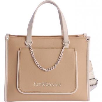 Bolso de mano multiposición Bego beige con cremallera