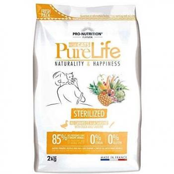 Flatazor Pure Life Adult Cat Sterilized Duck and Sardine Recipe Complete Dry Food for Sterilized or Overweight Cats with Sensitivities 2 kg