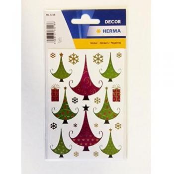 Etiquetas Decorativas HERMA Árboles de Navidad con Relieve Dorado x1