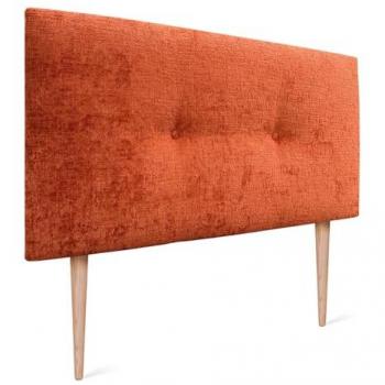 Cabecero Tapizado de Lana Natural con Botones y Patas, 95x105cm, Color Naranja - Winter Luxury