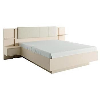 Cama ELYNIA con mesas de noche 160 x 200 cm - Beige - Con LEDs
