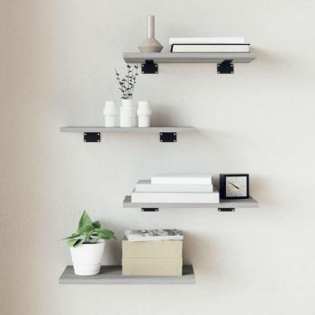 Estantes de Pared 4 piezas Sonoma gris 40x20x1,5 cm madera multicapa