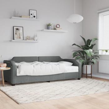 Sofá cama con colchón tela gris oscuro 90x190 cm Vidaxl