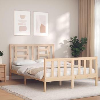 Estructura de cama con cabecero de madera maciza 140x190 cm