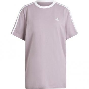 Camiseta adidas 3 Stripes De Manga Corta Mujeres - Morado, Blanco
