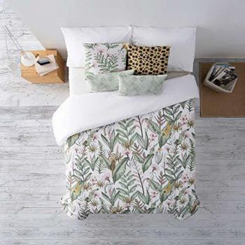 DECOLORES - Funda nórdica de algodón con un cuadrante Decorativo de 30 x 50 cm - Cama de 180 x 190/200 cm | Kampala - Leopardos