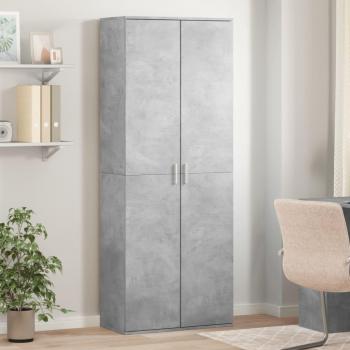 Aparador alto de hormigón gris y madera multicapa 70x35x180 cm