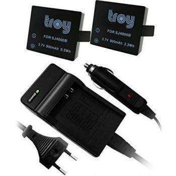 Troy 2 x Batería + Cargador para SJCAM QUMOX SJ4000 subtig3 DX 288812 DX 288813