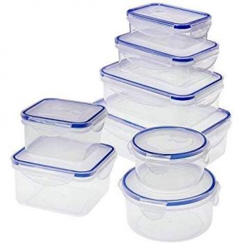 SIKITUT Recipientes de Plástico para Comida,Set de Contenedores de Alimentos,Recipientes Herméticos 8 Piezas,Apto para Lavavajillas, Microondas y Congelador, A Prueba de Fugas, Sin BPA