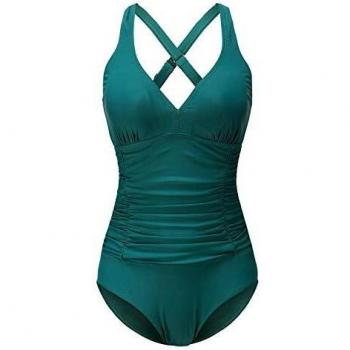 FLYRONG Swimming Costume for Women V Neck One Piece Tummy Control Swimsuits for Women Swimwear
