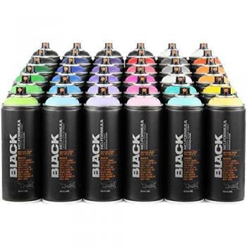 MONTANA CANS BLACK RAIMBOW PACK 36 COLORES MATE GRAFFITI ART MURAL SPRAY PAINT DIY RESTAURACION MURALISMO BELLAS ARTES
