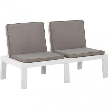 White Plastic Garden Lounge Bench with Cushion