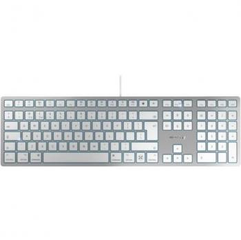 Teclado CHERRY KC 6000C para Mac USB-C QWERTY Inglés Plata/Blanco, Teclas Silenciosas, Diseño Plano