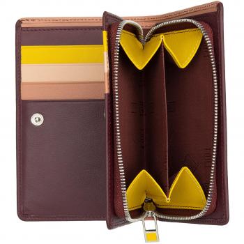 Cartera mediana de mujer de piel bicolor Dudu con monedero con cremallera y bolsillos para tarjetas, diseño multicolor y protección RFID