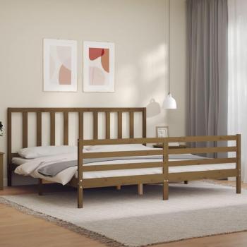 Estructura de cama y cabecero de madera maciza marrón miel 200x200 cm