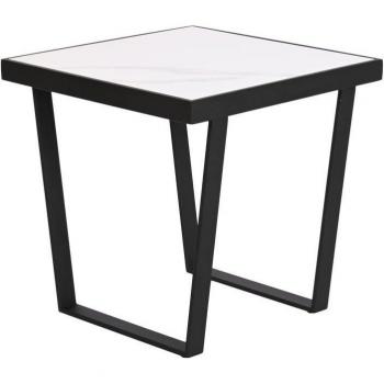 Mesita auxiliar metal piedra sinterizada 50x50x50