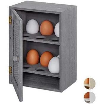Armario Huevos Rústico para 12 Huevos, Estilo Campagnard, de Madera y Metal, Freestanding, 25 x 18 x 12 cm