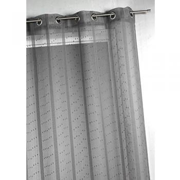 Voile Tissé Anthracite con Rayas 140 x 240 cm y Ojetes - 100% Poliéster