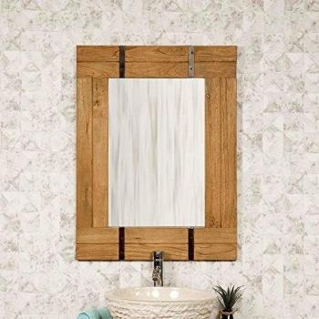 Espejo de cuarto de baño natural Loft 60 x 80 marrón claro Wanda Collection