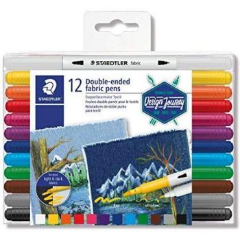 STAEDTLER Design Journey 3190 TB12. Rotuladores para textil de doble punta. Caja con 12 marcadores de colores variados.