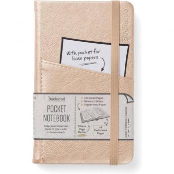 Cuaderno A6 con bolsillo delantero de tapa rígida y tacto suave dorado That Company Called If