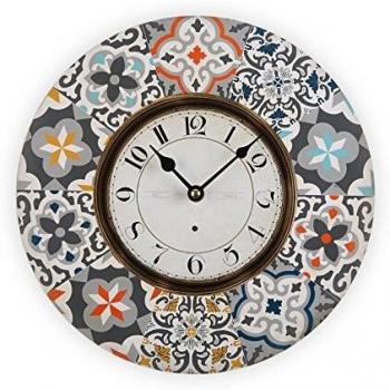 Versa Alfama Reloj de Pared Silencioso Decorativo para la Cocina, el Salón, el Comedor o la Habitación, Estilo Portugués, Medidas