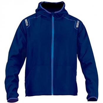 Chaqueta Chubasquero Cortavientos Sparco Wilson XL, Repelente al Agua, Ligera, Color Azul Marino