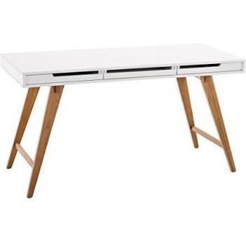 Escritorio de Madera Blanco con 2 Cajones Porto 140 cm