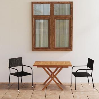 vidaXL Set Comedor Exterior 3 Piezas Ratán Sintético y Madera de Acacia Negro