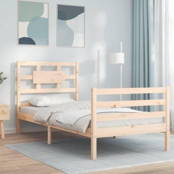 Estructura de cama con cabecero de madera maciza 90x200 cm color marrón vidaXL