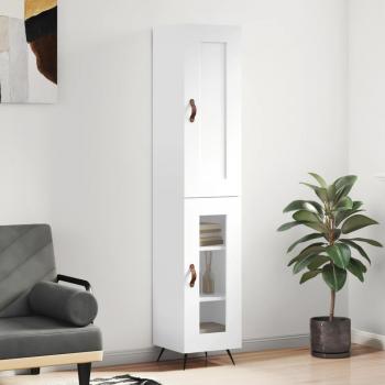 Aparador alto de madera contrachapada blanco 34,5x34x180 cm