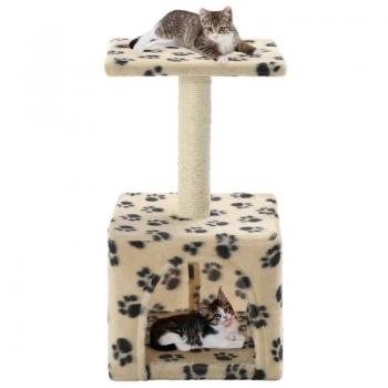 Rascador para gatos con poste de sisal 55 cm huellas beige
