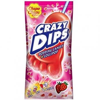 Chupa Chups Lollipop de Fresa con Caramelos Efervescentes - Crazy Dips 14g