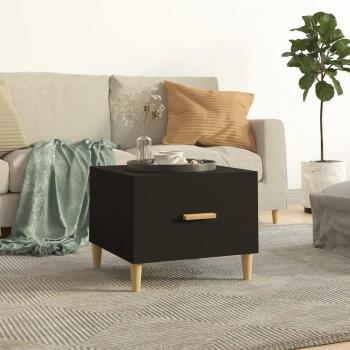 Mesa de centro madera contrachapada 50x50x40 cm en color blanco, negro y roble sonoma - Mesita de salón o comedor auxiliar