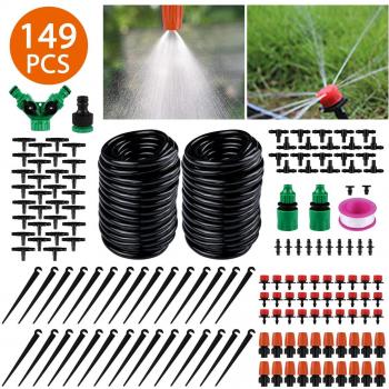 Emooqi Kit de riego 149 Unidades Sistema de riego de jardín DIY Micro Invernadero automático riego de Gotas de riego de riego de Jardín, Flor Bed, Terraza de 30 m, More