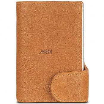 Jaslen - Cartera Tarjetero Hombre Billetera Piel Fina con Protección RFID