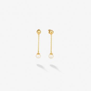 Pendientes Largos de Plata Dorada con Perla Emily in Paris - Radiant