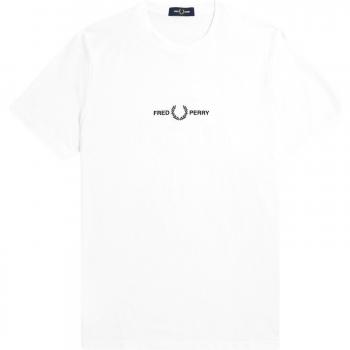 Camiseta Fred Perry Embroidered Tee Blanca de Manga Corta para Hombre
