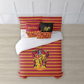 Funda Nórdica Harry Potter Gryffindor Shield 100% Algodón con Botones Multicolor 175 Hilos 155 x 220 cm para Cama de 90