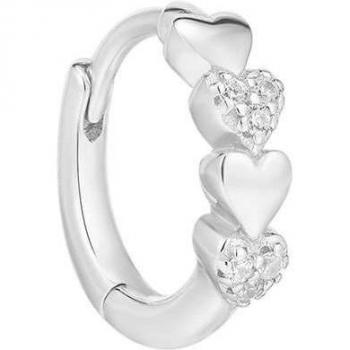 Ear Candy - Piercing de aro Hearty de plata bañado en rodio