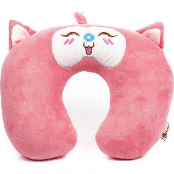 Almohada de viaje cojín cervical infantil extra suave con relleno interior confortable, diseños animales, dimensiones 29x27x9 cm, modelo pantera rosa