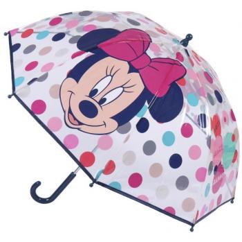 Paraguas Infantil Transparente Burbuja Manual Minnie Mouse Diseño Lunares POE 45cm Producto Oficial Disney