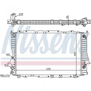 Radiador de refrigeración del motor NISSENS 60477 con características de alta eficiencia, diseño optimizado para un mejor flujo de aire, fabricado con materiales de calidad para una mayor durabilidad y resistencia a la corrosión