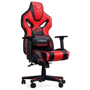 Diablo X-Fighter Gaming Silla De Oficina Reposabrazos Ajustables 3D Mecanismo De Inclinación Cojin Lumbar Cuero Sintético Perforado