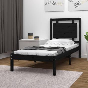 Estructura de cama de madera maciza negra 100x200 cm