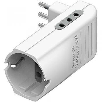 Adaptador Salvaspacio BTicino Blanco con 2 Tomas de 10A y 1 Toma Alemana P30 - S3615DE