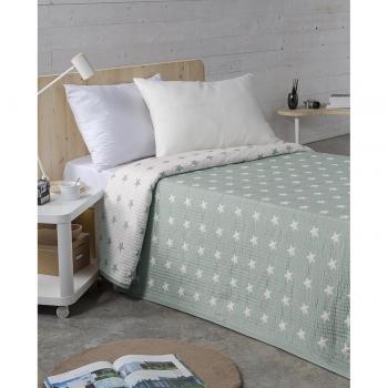 Colcha jacquard reversible Star JL agua mar